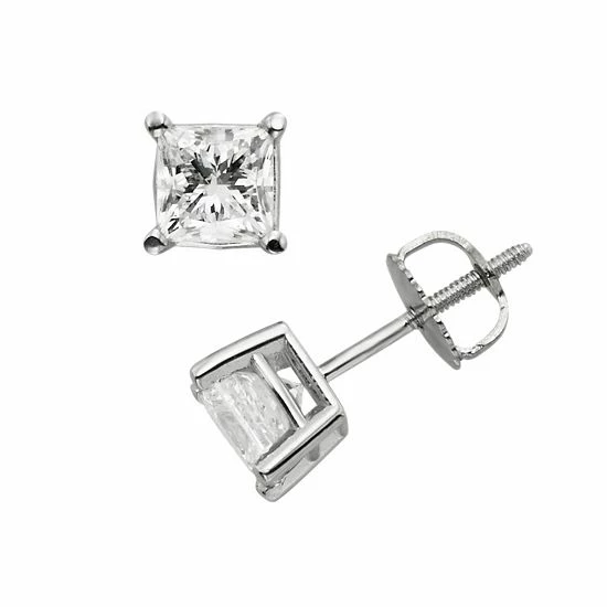 Best Pirce ❤️ Unbranded 18k White Gold 1 1/2-ct. T.W. Princess-Cut Colorless Diamond Solitaire Earrings 👍