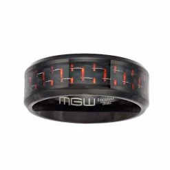 Best reviews of ⌛ Unbranded Men's Black Stainless Steel Black & Red Carbon Fiber Ring ✔️