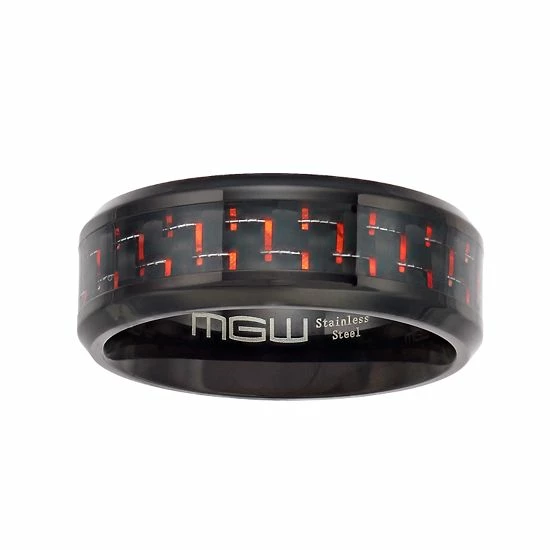 Best reviews of ⌛ Unbranded Men's Black Stainless Steel Black & Red Carbon Fiber Ring ✔️