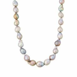 Buy 🔔 Unbranded Sterling Silver Dyed Gray Ming Cultured Pearl Necklace 👏