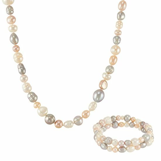 Cheapest ๐งจ Unbranded Sterling Silver Dyed Freshwater Cultured Pearl Bracelet & Necklace Trio Set ๐ฏ