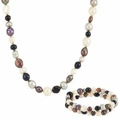 Top 10 😀 Unbranded Sterling Silver Dyed Freshwater Cultured Pearl Necklace & Bracelet Duo Set 👏