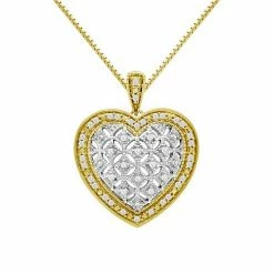 Best Pirce 🌟 Unbranded Two Tone Sterling Silver 1/4 Carat T.W. Diamond Heart Pendant Necklace 😍