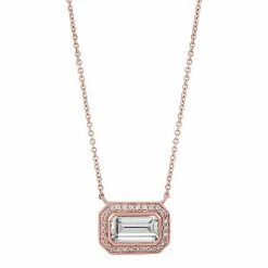 Coupon 🎉 Unbranded 10k Rose Gold Lab-Created White Sapphire Necklace 👏