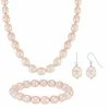 Discount 💯 Unbranded Sterling Silver Dyed Pink Ringed Freshwater Cultured Pearl Necklace, Bracelet & Earring Set 😉