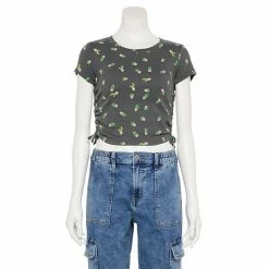 Promo ✨ Unbranded Juniors' Little Cacti Toss Ribbed Side Cinch Tee 🎉