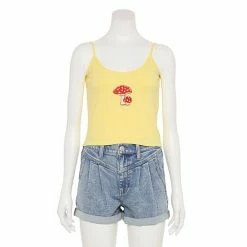 Best Sale 🔔 Unbranded Juniors' Mushroom Embroidered Tank Top 🧨