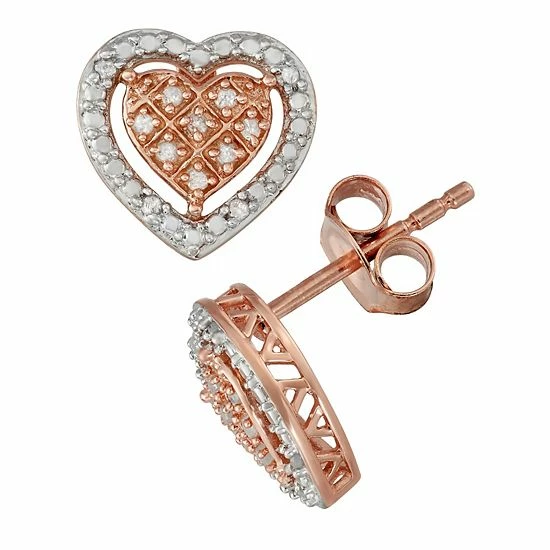 Budget โ๏ธ Unbranded Sterling Silver 1/10 Carat T.W. Diamond Heart Stud Earrings ๐ - Image 2