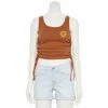 Outlet 🧨 Unbranded Juniors' Happy Sun Embroidered Side Cinch Ribbed Tank Top 👏