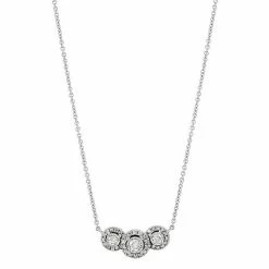 Cheap 😍 Unbranded 10k White Gold 1/3 Carat T.W. Diamond Triple Halo Pendant Necklace 🤩