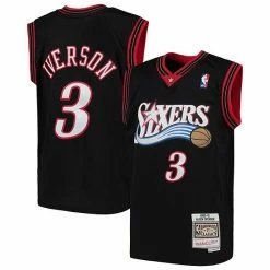 Cheap 👍 Unbranded Youth Mitchell & Ness Allen Iverson Black Philadelphia 76ers Hardwood Classics Swingman Throwback Jersey 🎁
