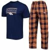 Promo ✔️ Unbranded Men's Concepts Sport Navy/Orange Denver Broncos Badge Top & Pants Sleep Set 🤩