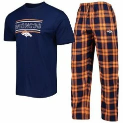Promo ✔️ Unbranded Men's Concepts Sport Navy/Orange Denver Broncos Badge Top & Pants Sleep Set 🤩
