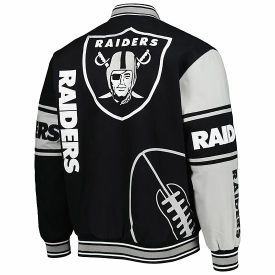 Best Sale 👍 Unbranded Men's JH Design Black/Silver Las Vegas Raiders Twill Full-Snap Jacket 🤩 - Image 4