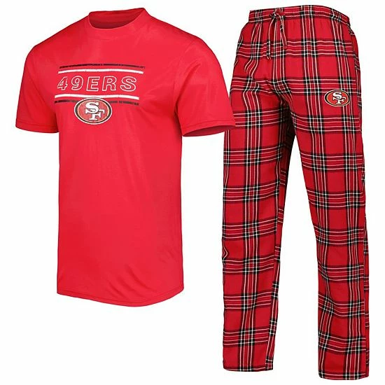 Budget โ Unbranded Men's Concepts Sport Scarlet/Black San Francisco 49ers Badge Top & Pants Sleep Set ๐