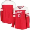 Top 10 ✔️ Unbranded 👩 Women's Scarlet Ohio State Buckeyes Plus Size Long Sleeve Stripe V-Neck T-Shirt ⌛