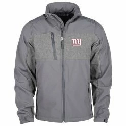 Hot Sale ❤️ Unbranded Men's Dunbrooke Graphite New York Giants Circle Zephyr Softshell Full-Zip Jacket 💯