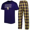 Top 10 💯 Unbranded Men's Concepts Sport Purple/Gold Minnesota Vikings Badge Top & Pants Sleep Set ⌛