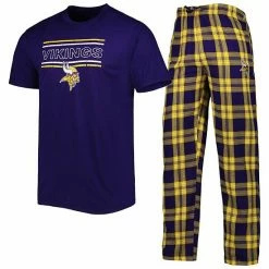 Top 10 💯 Unbranded Men's Concepts Sport Purple/Gold Minnesota Vikings Badge Top & Pants Sleep Set ⌛