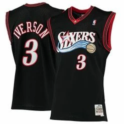 Promo 😉 Unbranded Men's Mitchell & Ness Allen Iverson Black Philadelphia 76ers 2000-01 Hardwood Classics Swingman Jersey 👍