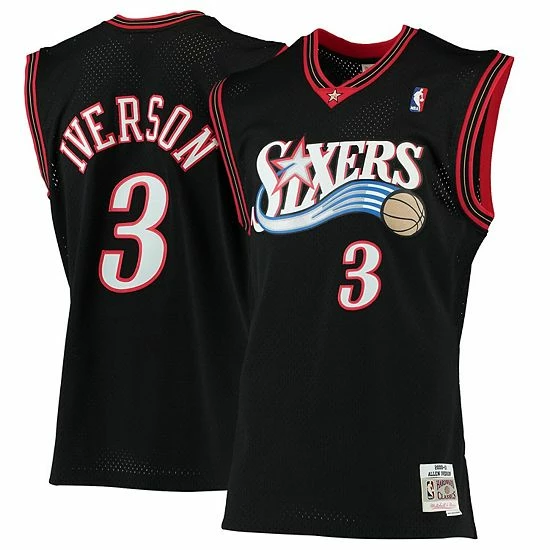 Promo ๐ Unbranded Men's Mitchell & Ness Allen Iverson Black Philadelphia 76ers 2000-01 Hardwood Classics Swingman Jersey ๐