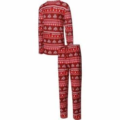 Flash Sale 🤩 Unbranded Men's Concepts Sport Scarlet Ohio State Buckeyes Ugly Sweater Knit Long Sleeve Top And Pant Set 👏