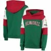Brand new 😀 Unbranded Youth Mitchell & Ness Green/Red Milwaukee Bucks Hardwood Classics Overtime Colorblock Pullover Hoodie 🎉
