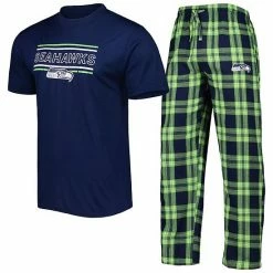 Best Pirce ✔️ Unbranded Men's Concepts Sport College Navy/Neon Green Seattle Seahawks Badge Top & Pants Sleep Set 🎉