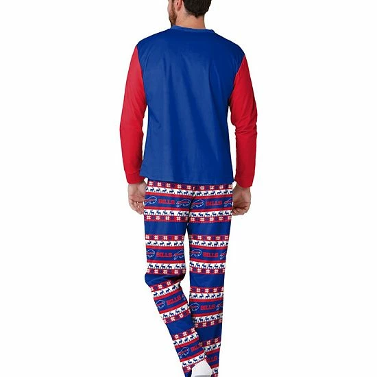 Coupon 😀 Unbranded Men's FOCO Royal Buffalo Bills Team Ugly Pajama Set ✨ - Image 3