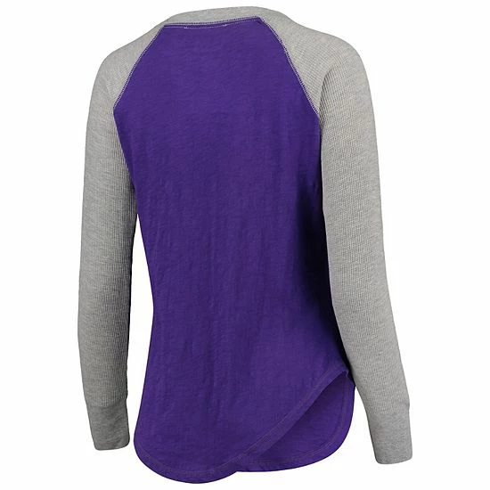 New ๐ Unbranded ๐ฉ Women's Touch By Alyssa Milano Purple/Gray Minnesota Vikings Waffle Raglan Long Sleeve T-Shirt ๐ฏ - Image 4