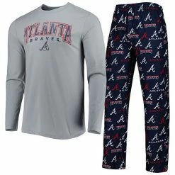 Wholesale 💯 Unbranded Men's Concepts Sport Gray/Navy Atlanta Braves Breakthrough Long Sleeve Top & Pants Set 😀