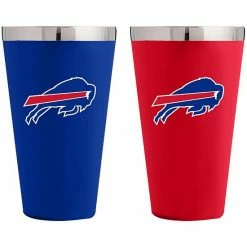 Deals ⭐ Unbranded Buffalo Bills Team Color 2-Pack Stainless Steel Pint Glass ✔️