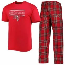 Hot Sale 🧨 Unbranded Men's Concepts Sport Red/Pewter Tampa Bay Buccaneers Badge Top & Pants Set 🧨