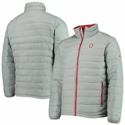 Wholesale 😀 Unbranded Men's Columbia Gray Ohio State Buckeyes Powder Lite Omni-Heat Reflective Full-Zip Jacket ⌛