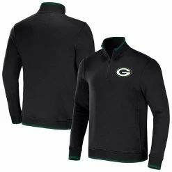 Wholesale 🎁 Unbranded Men's NFL X Darius Rucker Collection By Fanatics Black Green Bay Packers Logo Quarter-Zip Top 💯