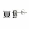 Discount ⌛ Unbranded Men's Stainless Steel Black Cubic Zirconia Square Stud Earrings 🤩