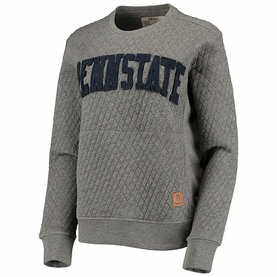 Promo โญ Unbranded ๐ฉ Women's Pressbox Heathered Gray Penn State Nittany Lions Moose Applique Quilted Pullover Sweatshirt ๐ - Image 3