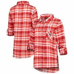 Top 10 🥰 Unbranded 👩 Women's Concepts Sport Red/Black Kansas City Chiefs Mainstay Flannel Full-Button Long Sleeve Nightshirt ✔️