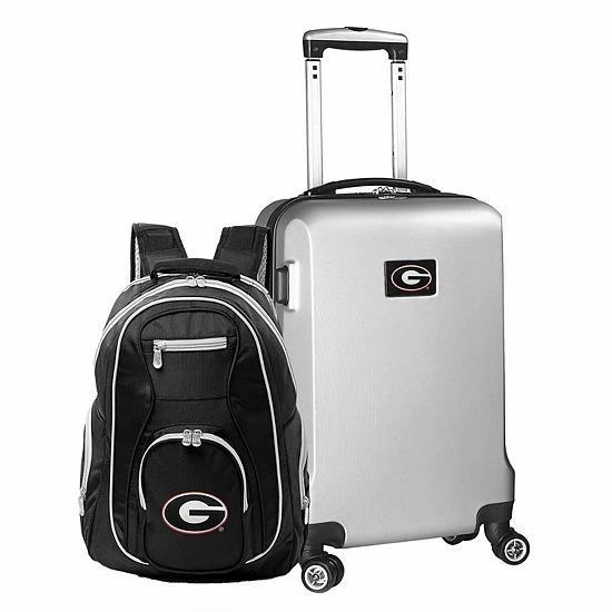 Outlet ๐ Unbranded Georgia Bulldogs Deluxe Hardside Spinner Carry-On Luggage & ๐ Backpack Set Uga Silver โ๏ธ - Image 10