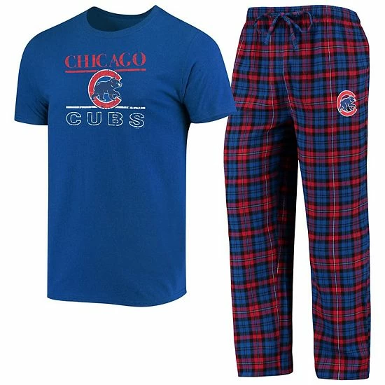 Hot Sale ๐ Unbranded Men's Concepts Sport Royal/Red Chicago Cubs Lodge T-Shirt & Pants Sleep Set ๐ - Image 2