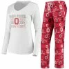 Hot Sale 👏 Unbranded 👩 Women's Concepts Sport Scarlet/White Ohio State Buckeyes Flagship Long Sleeve T-Shirt & Pants Sleep Set 💯