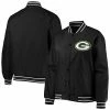 Outlet ✨ Unbranded 👩 Women's JH Design Black Green Bay Packers Plus Size Poly Twill Full-Snap Jacket ✔️