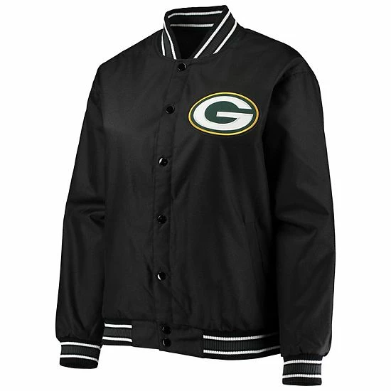 Outlet ✨ Unbranded 👩 Women's JH Design Black Green Bay Packers Plus Size Poly Twill Full-Snap Jacket ✔️ - Image 3