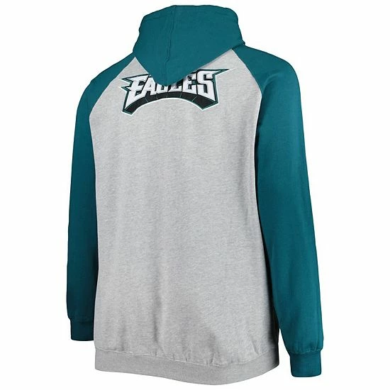 Flash Sale ๐ Unbranded Men's Heather Gray Philadelphia Eagles Big & Tall Fleece Raglan Full-Zip Hoodie Jacket ๐คฉ - Image 4