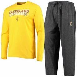 Wholesale ⌛ Unbranded Men's Concepts Sport Black/Gold Cleveland Cavaliers Long Sleeve T-Shirt & Pants Sleep Set 🤩