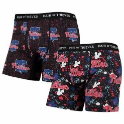 Hot Sale 😉 Unbranded Men's Pair Of Thieves Black Philadelphia Phillies Super Fit 2-Pack Boxer Briefs Set 🛒