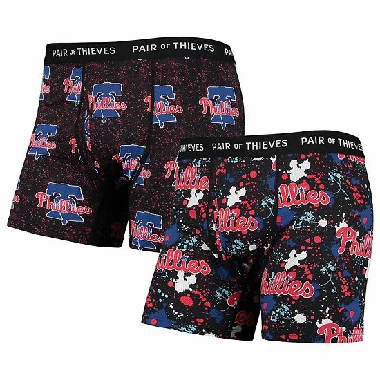 Hot Sale 😉 Unbranded Men's Pair Of Thieves Black Philadelphia Phillies Super Fit 2-Pack Boxer Briefs Set 🛒 - Image 2