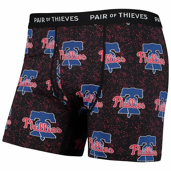 Hot Sale 😉 Unbranded Men's Pair Of Thieves Black Philadelphia Phillies Super Fit 2-Pack Boxer Briefs Set 🛒 - Image 3