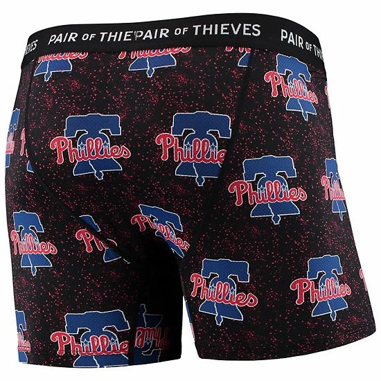 Hot Sale 😉 Unbranded Men's Pair Of Thieves Black Philadelphia Phillies Super Fit 2-Pack Boxer Briefs Set 🛒 - Image 4