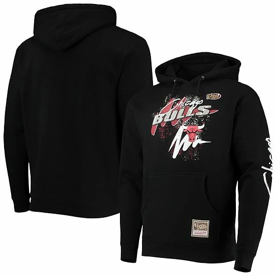 Coupon 🌟 Unbranded Men's Mitchell & Ness Black Chicago Bulls Hardwood Classics Hyper Hoops Pullover Hoodie ⭐ - Image 2